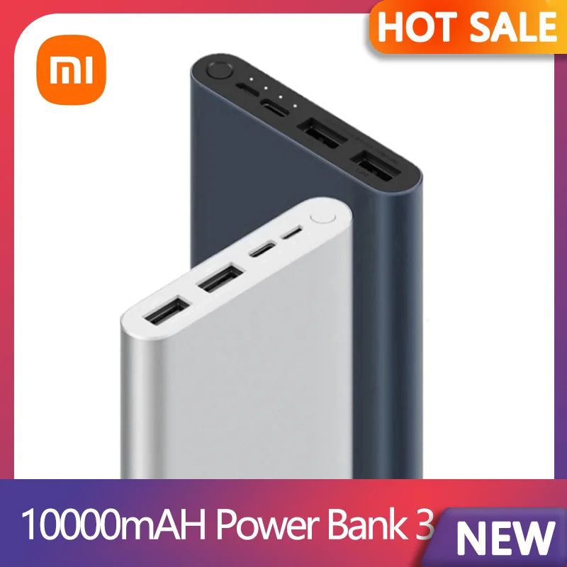 Original Xiaomi Mi Power Bank 3 10000mAh Upgrade with 3 USB Output Supports Two Way Quick Charge 18W Max Powerbank For Smart
Original Xiaomi Mi Power Bank 3 10000mAh Upgrade with 3 USB Output Supports Two Way Quick Charge 18W Max Powerbank For Smart