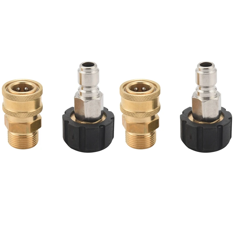 4X Pressure Washer Adapter Set, Quick Connect Kit, Metric M22 15Mm Female Swivel To M22 Male Fitting, 5000 Psi
4X Pressure Washer Adapter Set, Quick Connect Kit, Metric M22 15Mm Female Swivel To M22 Male Fitting, 5000 Psi