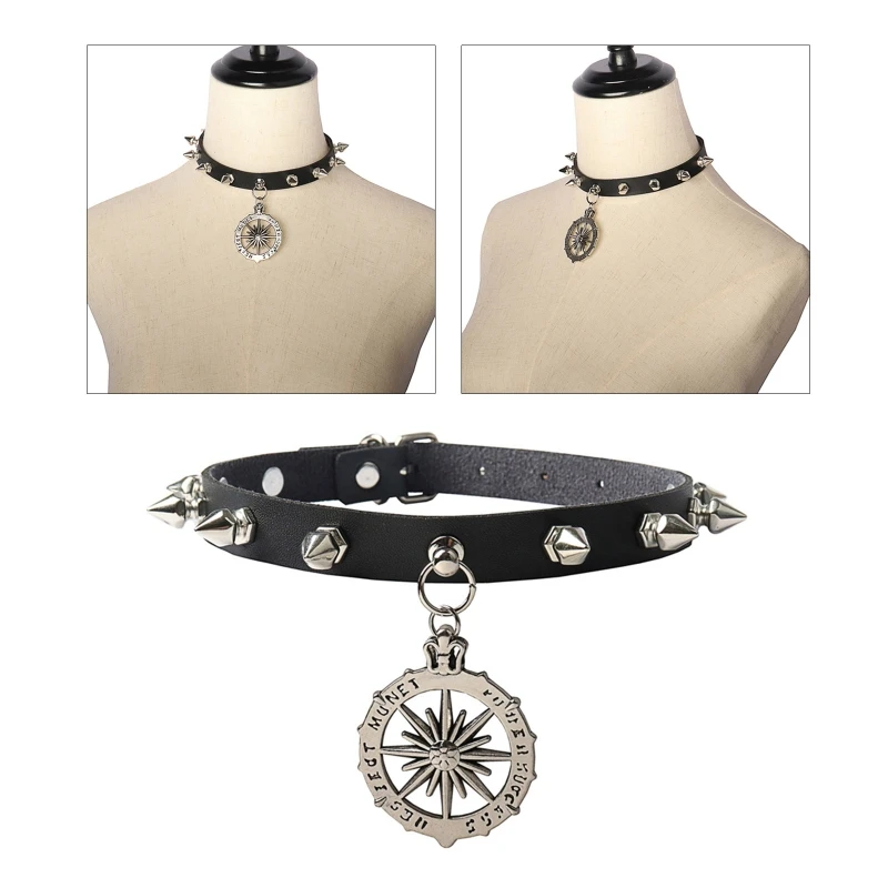 New Goth Punk Spike Choker Collar For Women Steampunk Pentagram Necklace Emo Neck Strap Cosplay Chocker Gothic Accessories
New Goth Punk Spike Choker Collar For Women Steampunk Pentagram Necklace Emo Neck Strap Cosplay Chocker Gothic Accessories