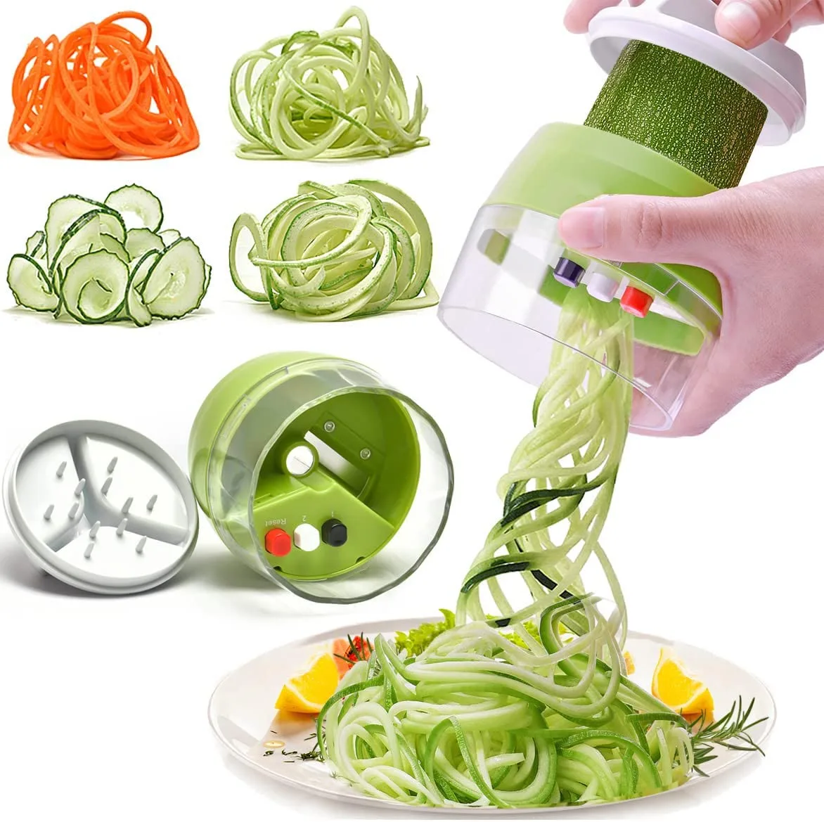4 in 1 Handheld Spiralizer Vegetable Fruit Slicer Adjustable Spiral Grater Cutter Salad Tools Zucchini Noodle Spaghetti Maker
4 in 1 Handheld Spiralizer Vegetable Fruit Slicer Adjustable Spiral Grater Cutter Salad Tools Zucchini Noodle Spaghetti Maker
