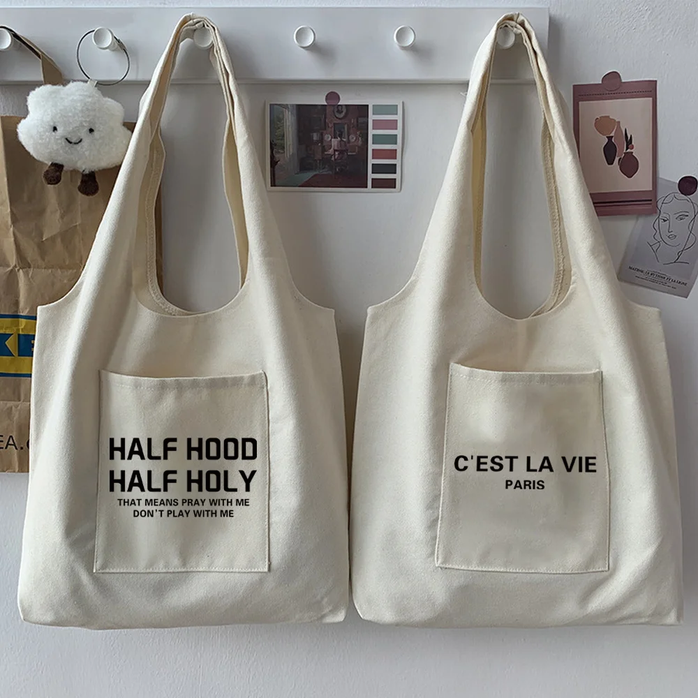 Women's Bag Casual Large Capacity Shoulder Bags Shopper Canvas Letter Fashion Portable Harajuku Text Print New Foldable Handbags
Women's Bag Casual Large Capacity Shoulder Bags Shopper Canvas Letter Fashion Portable Harajuku Text Print New Foldable Handbags