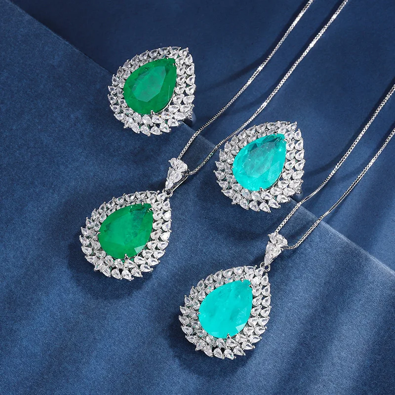 Exquisite Sparkling Cubic Zirconia Sterling 925 Silver Luxury Tourmaline Jewelry Sets Women Elegant Necklace Ring Fine Jewelry
Exquisite Sparkling Cubic Zirconia Sterling 925 Silver Luxury Tourmaline Jewelry Sets Women Elegant Necklace Ring Fine Jewelry