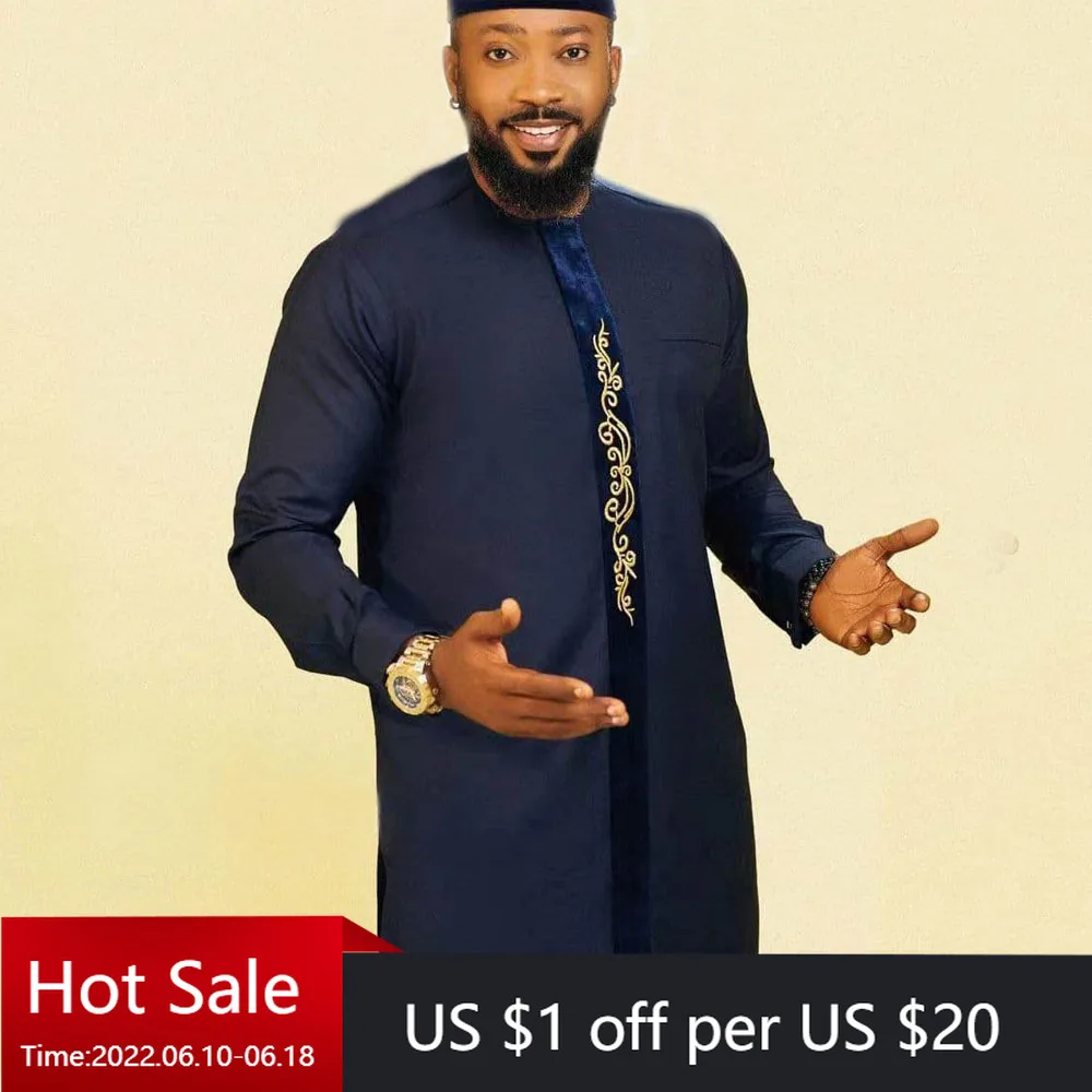 Fashion Style African Clothing Cotton Solid Color Splicing Long Sleeve Pullover Wedding Banquet Men's Shirt Dashiki T-shirt
Fashion Style African Clothing Cotton Solid Color Splicing Long Sleeve Pullover Wedding Banquet Men's Shirt Dashiki T-shirt