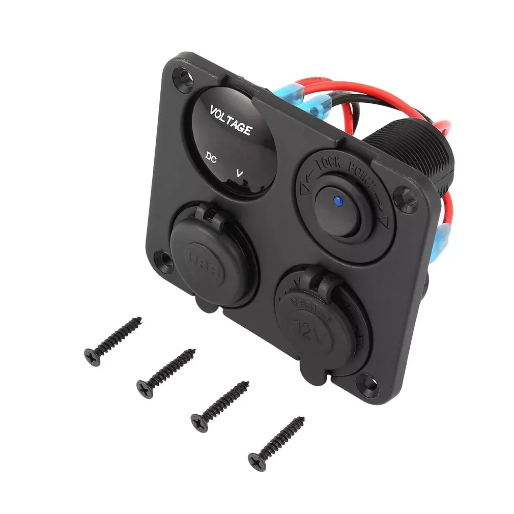 Dual USB Ports Car Charger with LED Voltmeter + 12-24V Power Socket + On-Off Switch 4 in 1 Car Marine Boat LED Switch Panel
Dual USB Ports Car Charger with LED Voltmeter + 12-24V Power Socket + On-Off Switch 4 in 1 Car Marine Boat LED Switch Panel