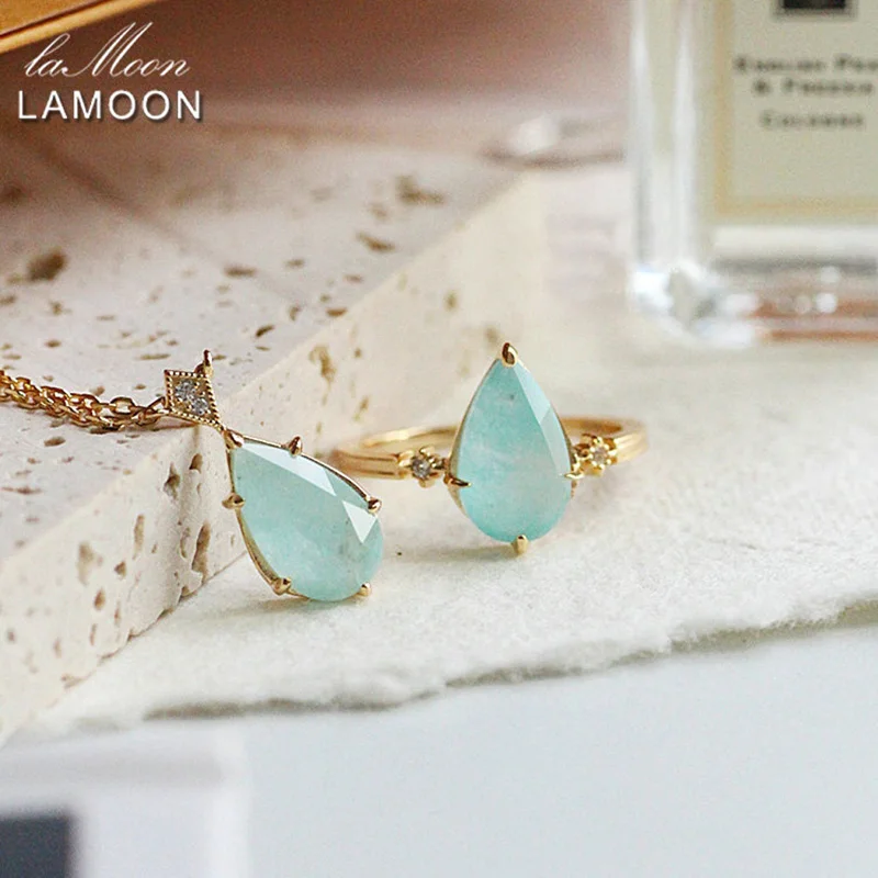 LAMOON Vintage Natural Amazonite Crystal Necklace For Women Gemstone Pendant 925 Sterling Silver K Gold Plated Blue Stones NI167
LAMOON Vintage Natural Amazonite Crystal Necklace For Women Gemstone Pendant 925 Sterling Silver K Gold Plated Blue Stones NI167