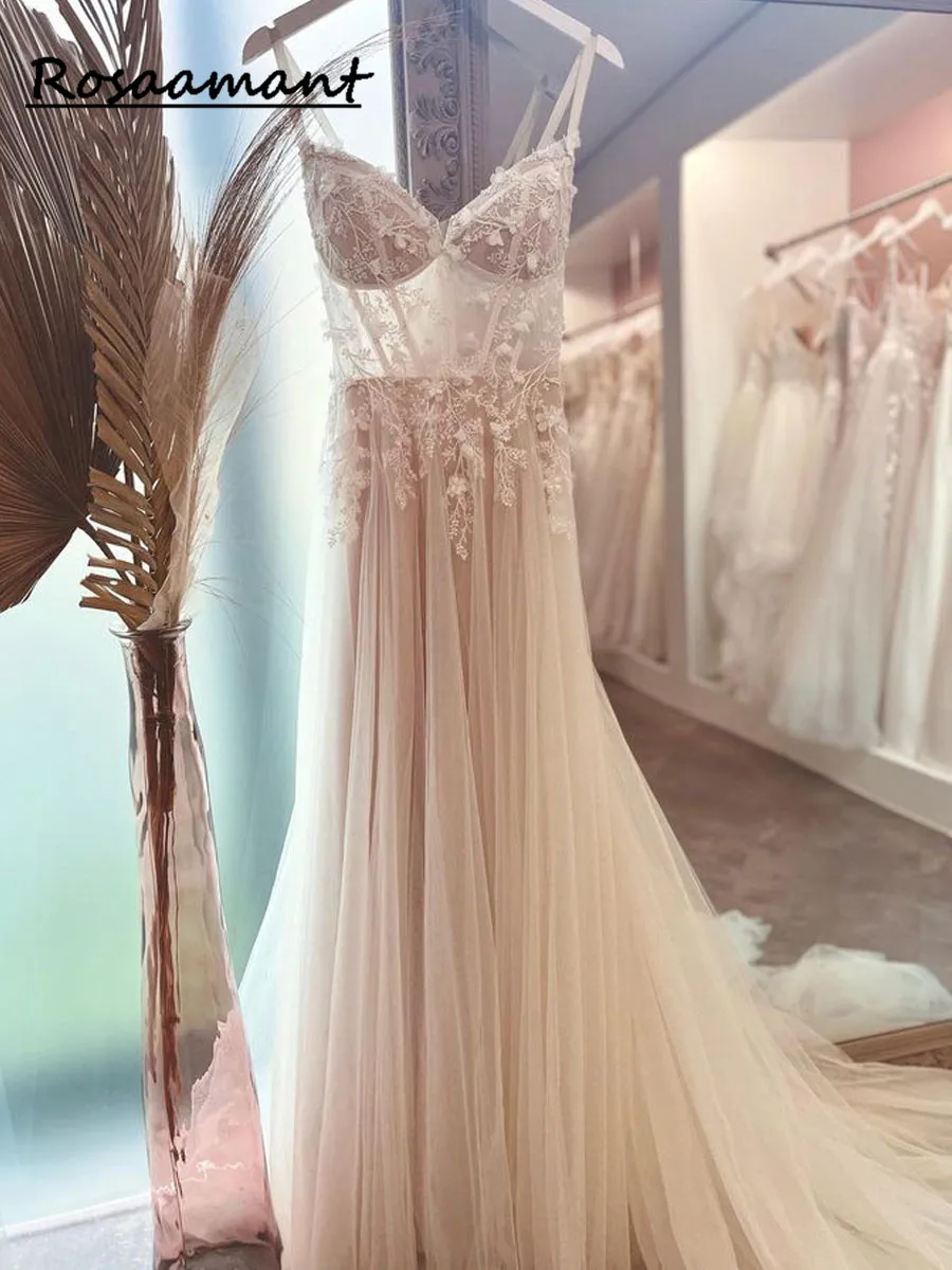 

Винтажное свадебное платье с V-образным вырезом, фатиновое свадебное платье со шлейфом, богемное платье невесты с пуговицами сзади
