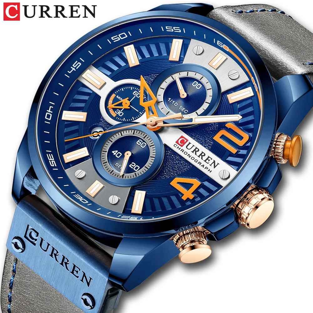 CURREN Casual Fashion Chronograph Clock For Man Luxury Brand Watches Quartz Clock with Leather Blue New
CURREN Casual Fashion Chronograph Clock For Man Luxury Brand Watches Quartz Clock with Leather Blue New