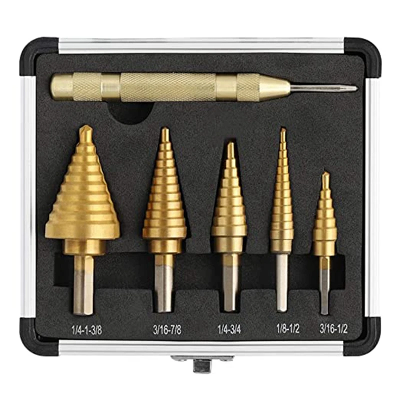 6 Pack English Pagoda Drill Hand Bit Set Center Punch Combo Tool Hex Spiral Step Drill + Center Punch
6 Pack English Pagoda Drill Hand Bit Set Center Punch Combo Tool Hex Spiral Step Drill + Center Punch