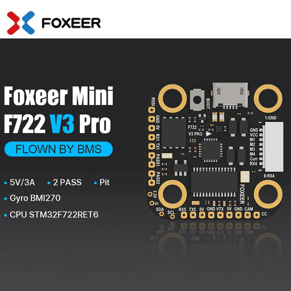 Контроллер полета Foxeer Mini F722 V3 Pro, 20 х20 мм, для DJI /CADDX HD VTX гоночного дрона
Контроллер полета Foxeer Mini F722 V3 Pro, 20 х20 мм, для DJI /CADDX HD VTX гоночного дрона