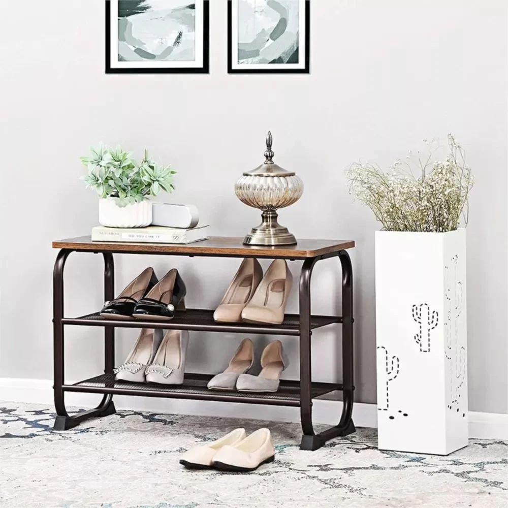 For Entryway Hallway Living Room Wood Look Furniture With Metal Frame Easy Assembly 3 Tier Shoe Cabinet With Storage Shelf 
For Entryway Hallway Living Room Wood Look Furniture With Metal Frame Easy Assembly 3 Tier Shoe Cabinet With Storage Shelf