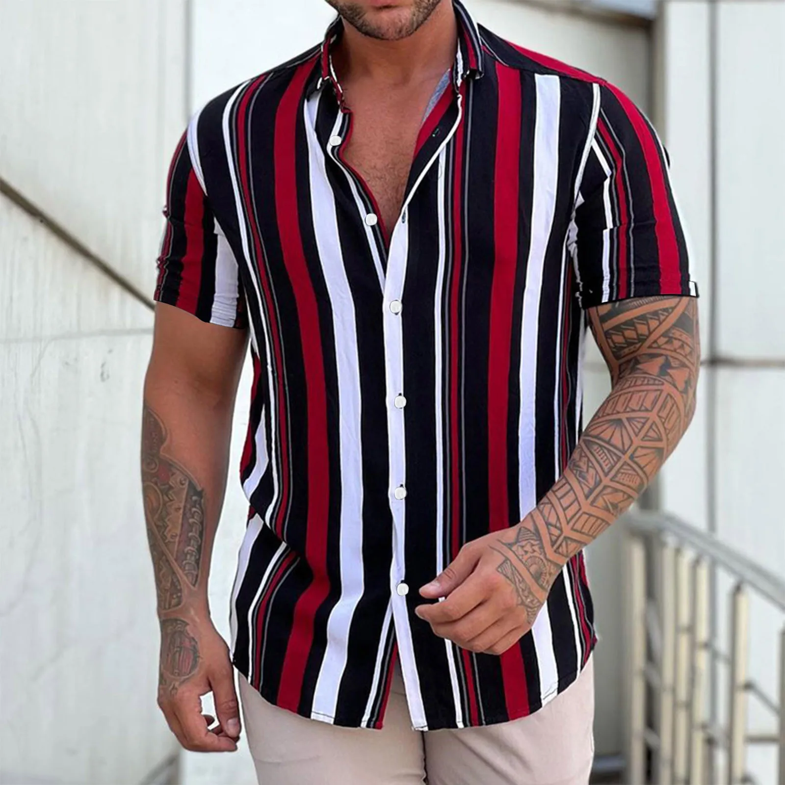 2022 Vintage Buttons Shirt Men Short Sleeve Blouse Male Shirts Breathable Casual Strretwear Striped Men Shirts Chemise Homme
2022 Vintage Buttons Shirt Men Short Sleeve Blouse Male Shirts Breathable Casual Strretwear Striped Men Shirts Chemise Homme