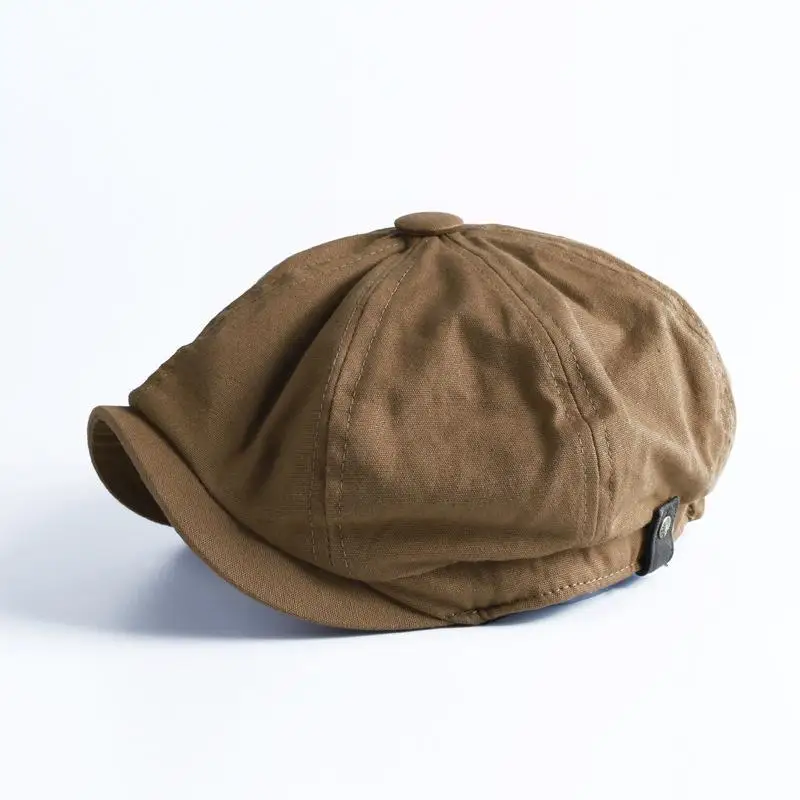 

Retro British Style Newsboy Cap Men Cotton Ascot Cap Khaki Summer Flat Vintage Brand Beckham Spring Male Octagonal New Cap X8c9