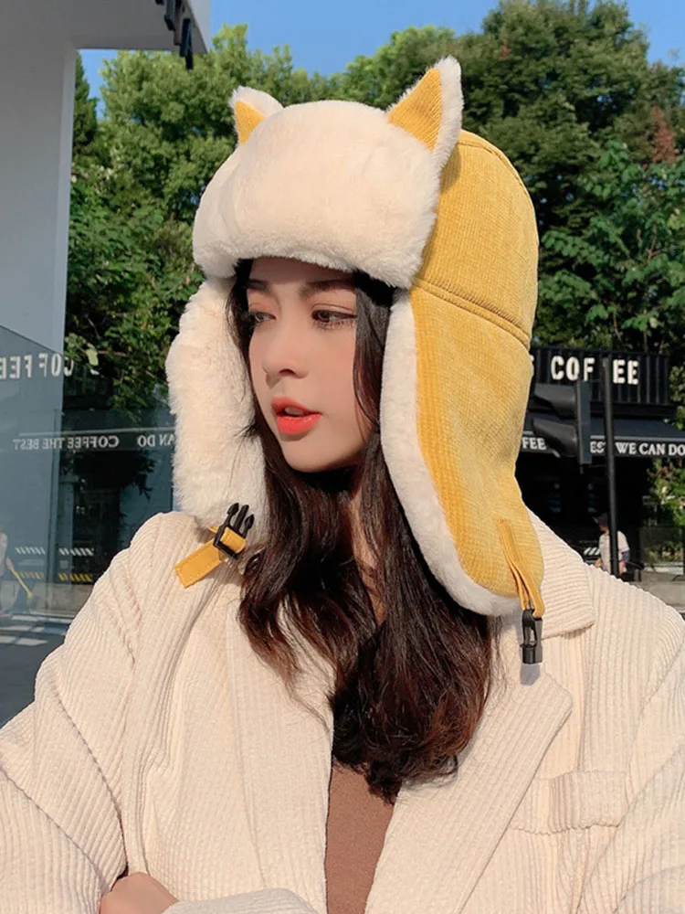 Women Warm Earmuffs Thicken Ear-flapped Hat Winter Cold-proof Warm Cotton Hat Cat Ears Cap 2022 Winter Russian Hat
Women Warm Earmuffs Thicken Ear-flapped Hat Winter Cold-proof Warm Cotton Hat Cat Ears Cap 2022 Winter Russian Hat