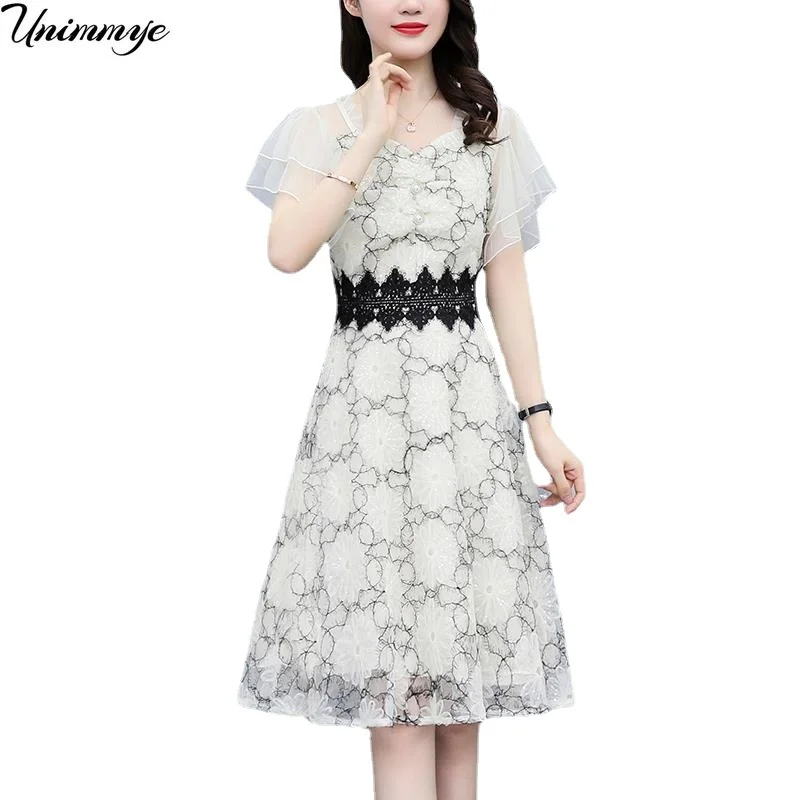 L-5XL Summer White Korean Fashion Vestidos Women's Clothing Elegant Short Sleeve High Waist Lace Midi Dress Robe Femme J397
L-5XL Summer White Korean Fashion Vestidos Women's Clothing Elegant Short Sleeve High Waist Lace Midi Dress Robe Femme J397