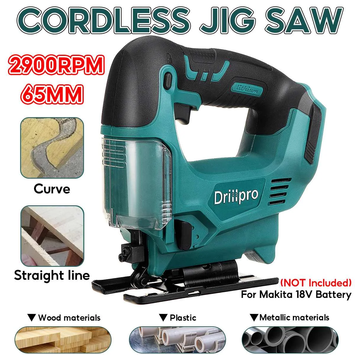 Drillpro 21V 2900RPM 65mm Cordless Jigsaw Electric Jig Saw Rechargeable Adjustable Woodworking Power Tool for Makita 18V Battery
Drillpro 21V 2900RPM 65mm Cordless Jigsaw Electric Jig Saw Rechargeable Adjustable Woodworking Power Tool for Makita 18V Battery