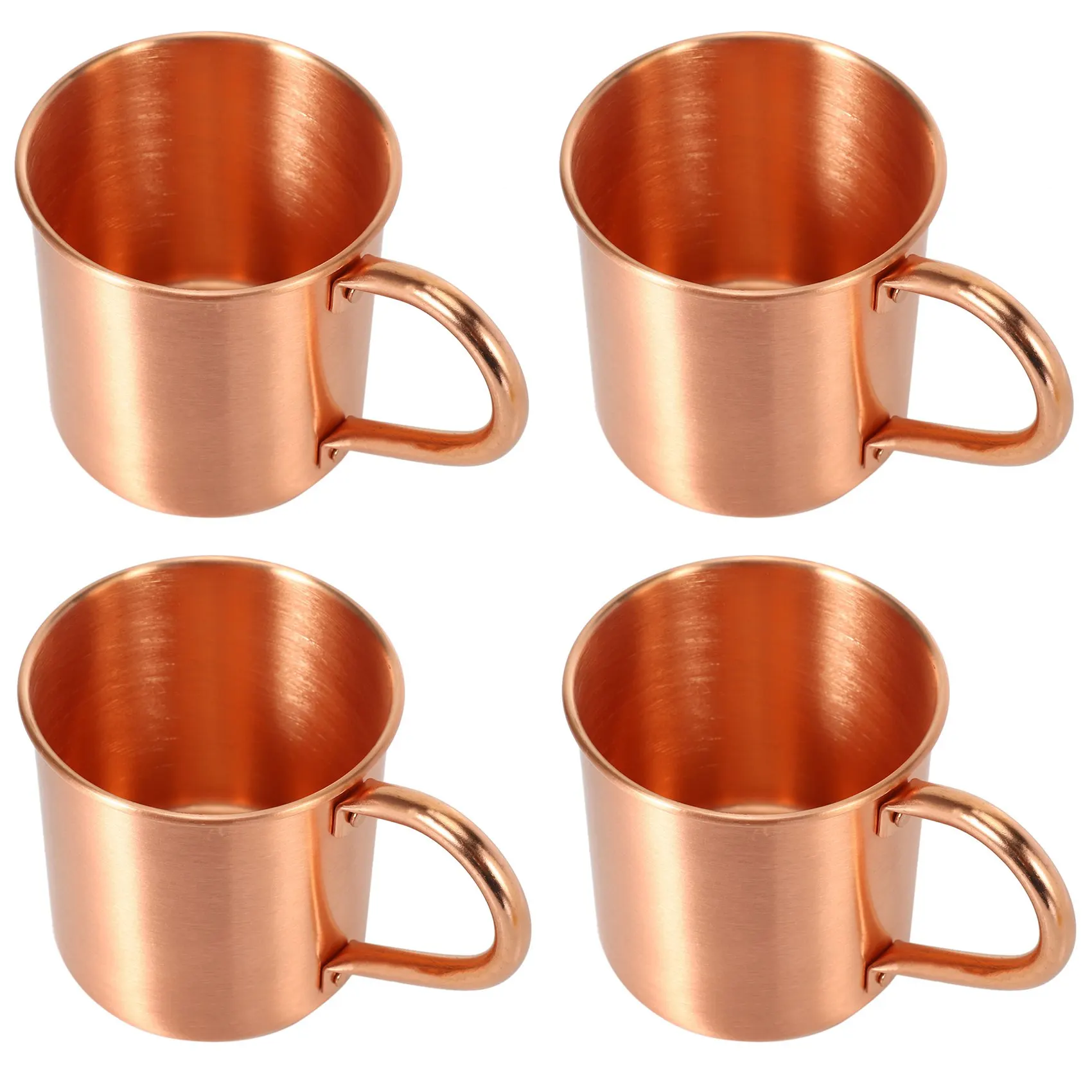 

4X Pure Copper Mug Solid Without Inside Liner for Cocktail Coffee Beer Milk Water Cup Home Drinkware