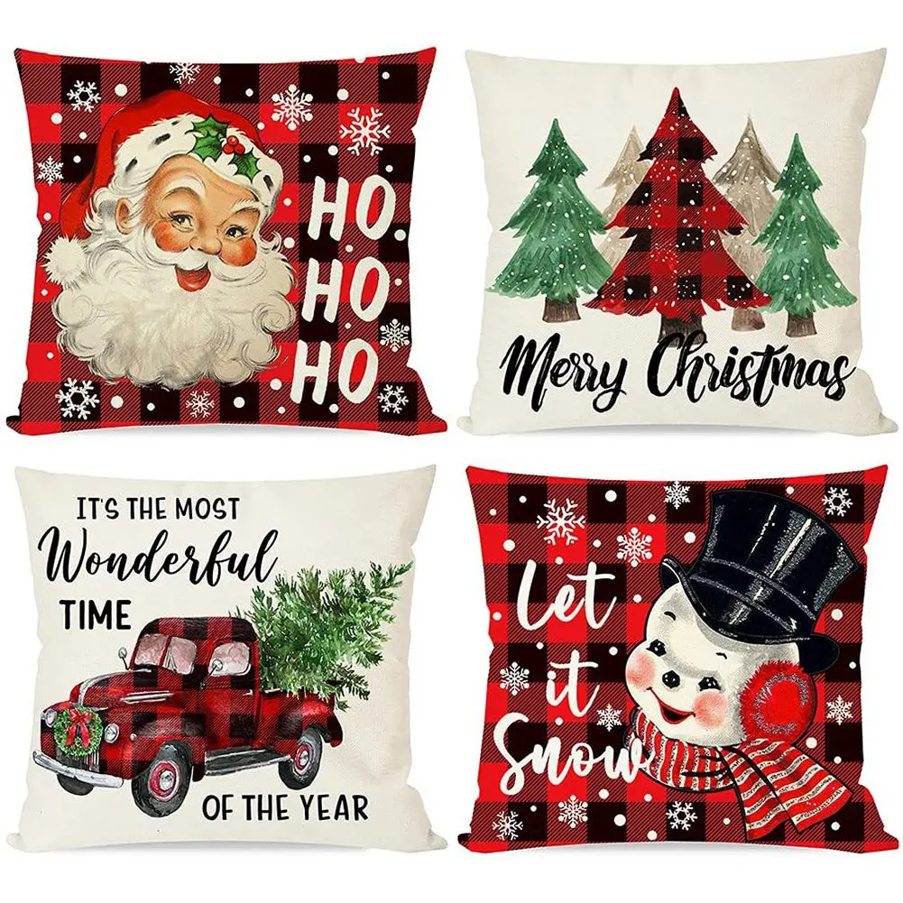 Christmas Pillow Covers 18X18 Set of 4 for Christmas Decorations, Farmhouse Decor Throw Pillows Cases for Home Decor
Christmas Pillow Covers 18X18 Set of 4 for Christmas Decorations, Farmhouse Decor Throw Pillows Cases for Home Decor