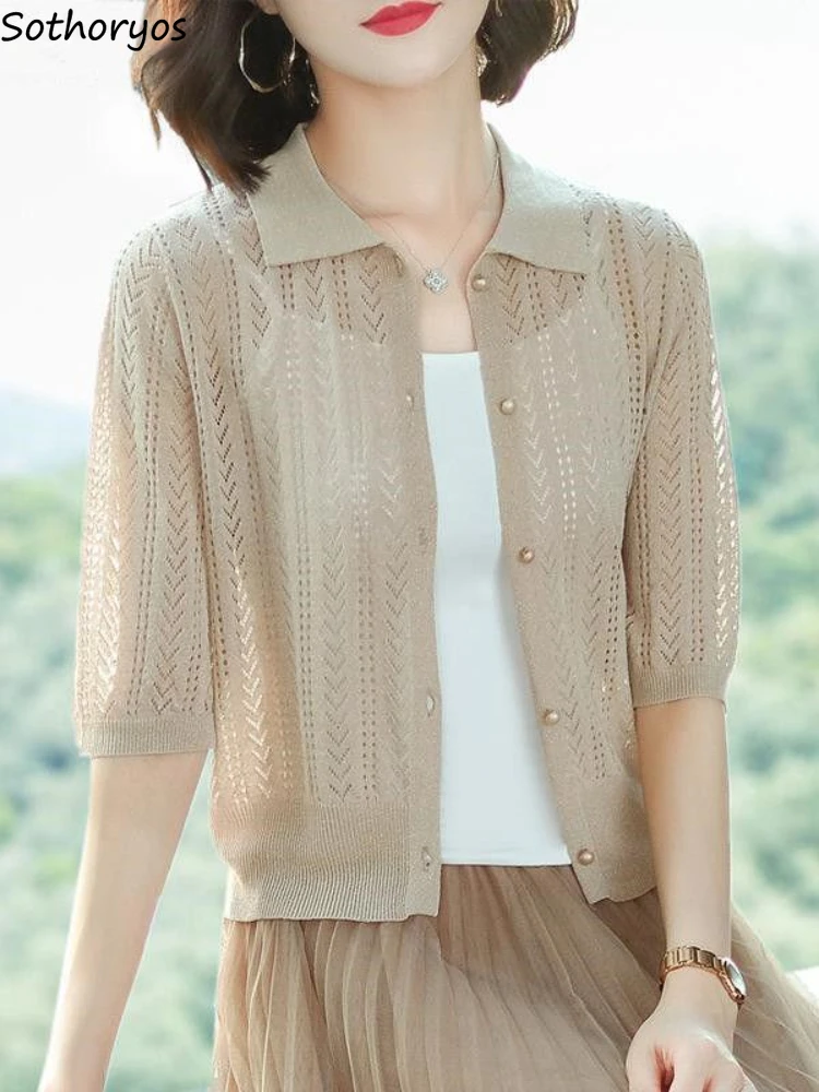Shirts Women Hollow Out Breathable Daily All-match Summer Elegant See-through Female Trendy Crop Korean Style Knitwear Casual
Shirts Women Hollow Out Breathable Daily All-match Summer Elegant See-through Female Trendy Crop Korean Style Knitwear Casual