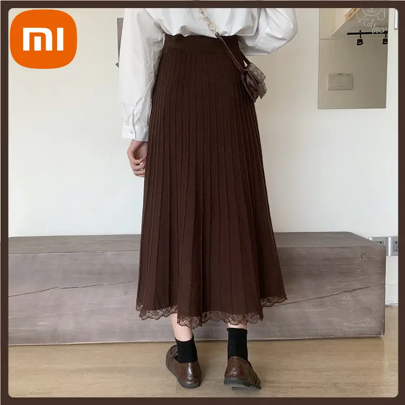 Xiaomi Knitted Lace Patchwork Brown Long Skirts Autumn Korean Style High Waist Elegant A-line Midi Skirt for Girls Causal
Xiaomi Knitted Lace Patchwork Brown Long Skirts Autumn Korean Style High Waist Elegant A-line Midi Skirt for Girls Causal