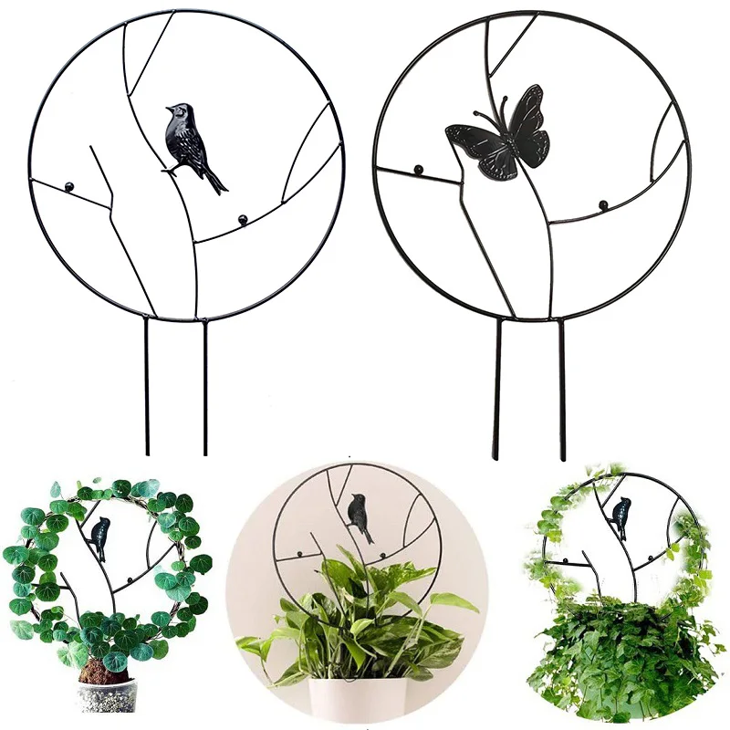 

Butterfly Round Vine Climbing Rack Iron Plant Support Stake Stand Frame Garden Trellis For Climbing Plant Flower Vegetable Decor