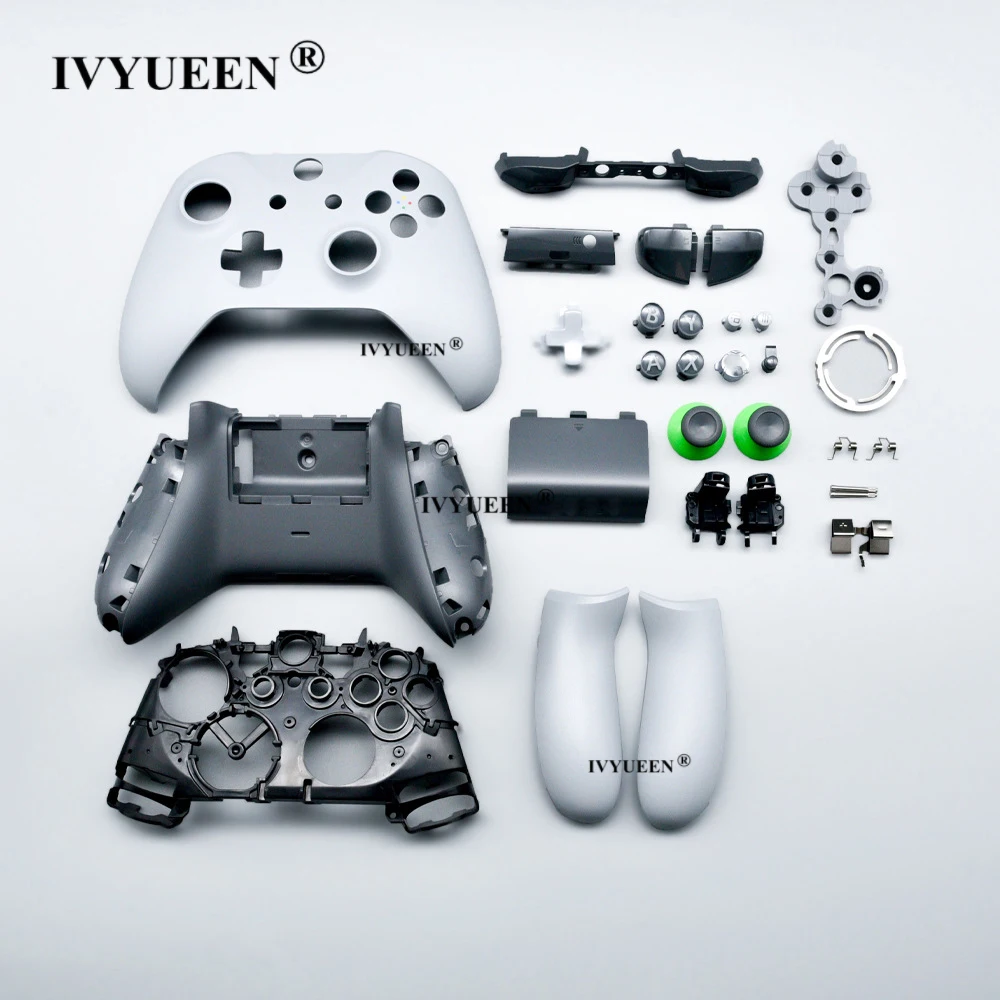 

IVYUEEN for Xbox One X S Controller Gray Green Replacement Housing Shell Case Faceplate RB LB RT LT Trigger Bumper Button Grips