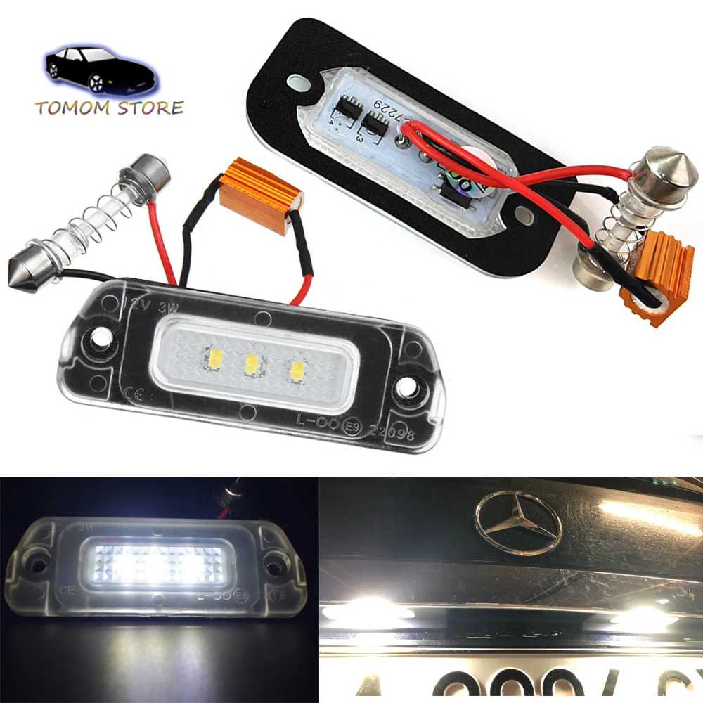 

2Pcs Canbus No Error LED License Plate Lights for Mercedes-Benz W164 X164 W251 V251 ML GL R Class Car Number White Lamp