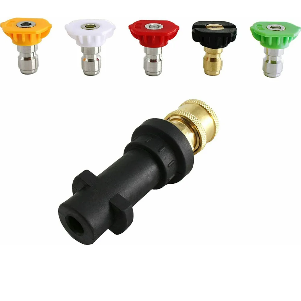 5Pcs 1/4" Quick Connector High Pressure Washer Sprayer Nozzle Tip 0 15 25 40 65 Degree Water Jet + Adapter For Karcher K Series
5Pcs 1/4" Quick Connector High Pressure Washer Sprayer Nozzle Tip 0 15 25 40 65 Degree Water Jet + Adapter For Karcher K Series