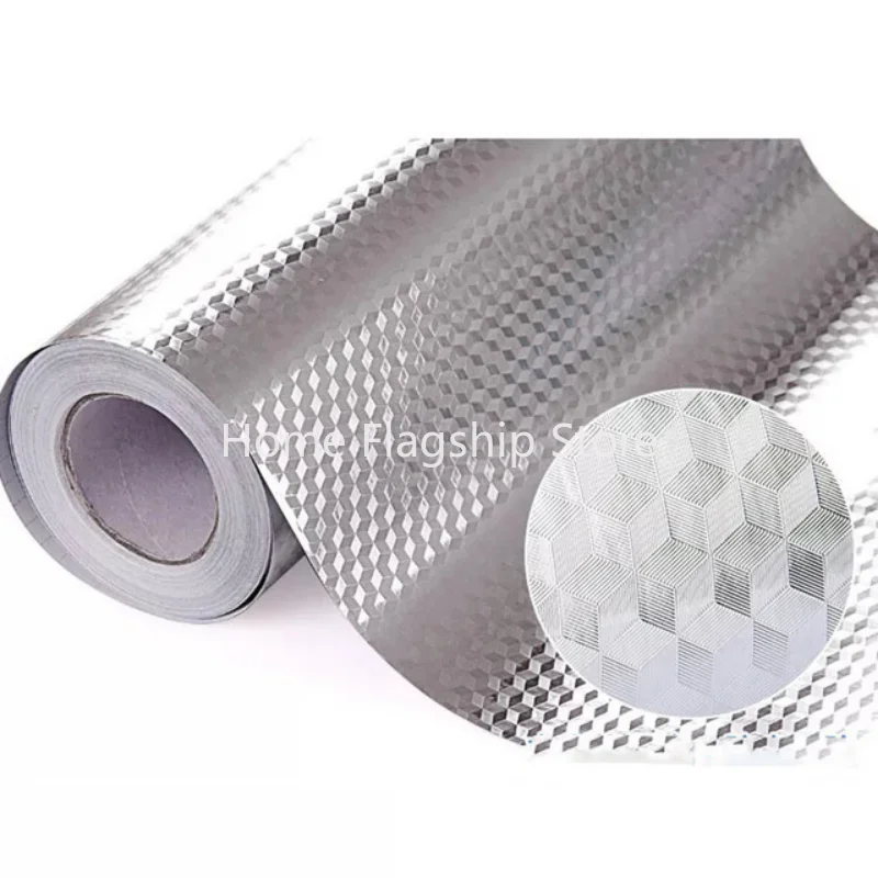

40/ 60cmX100/ 200cm Thickened Self-adhesive Waterproof Kitchen Aluminum Foil Oil-proof Wallpaper Large Drawer Mat 2023