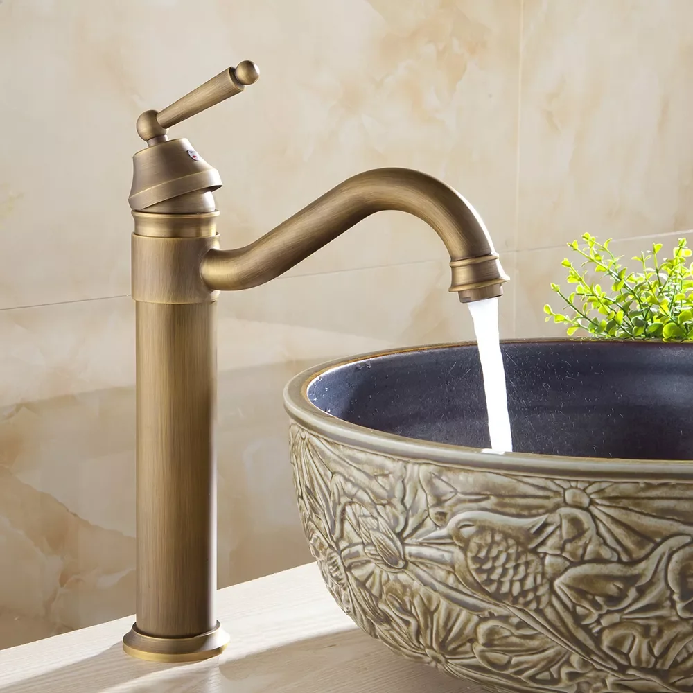 

Basin Faucets Bath Antique Finish Brass Water Tap Bathroom Basin Sink Faucet Vanity Faucet Wash Basin Mixer Taps Crane 6633