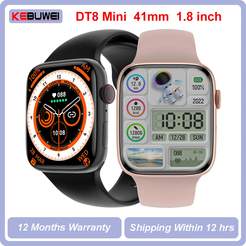 

2023 41mm DT8 MINI Smart Watch Bluetooth Call NFC GPS Tracker Fitness Custom Watchface Wireless Charging Smartwatch For Women