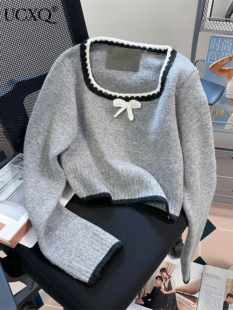 UCXQ Contrasting Color Square Neck Bow Pullover Sweater For Women Sweet Warm Clothes Knitted Jumper 2023 Autumn Winter 23A6218
UCXQ Contrasting Color Square Neck Bow Pullover Sweater For Women Sweet Warm Clothes Knitted Jumper 2023 Autumn Winter 23A6218