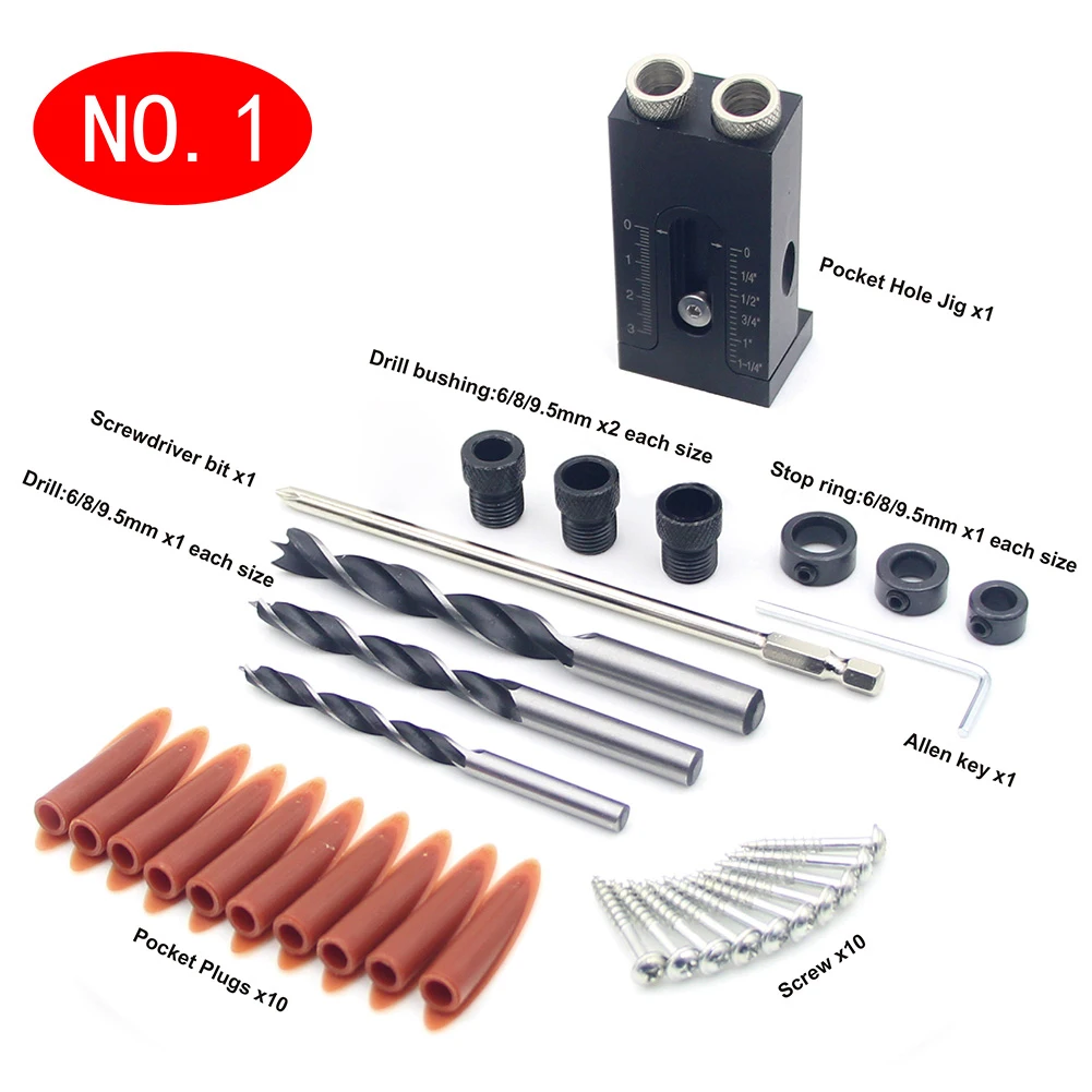Allen Key Woodworking Durable Manual Pocket Hole Jig Set With Storage Box Punch Locator Drill Bits Workshop Aluminum Alloy
Allen Key Woodworking Durable Manual Pocket Hole Jig Set With Storage Box Punch Locator Drill Bits Workshop Aluminum Alloy