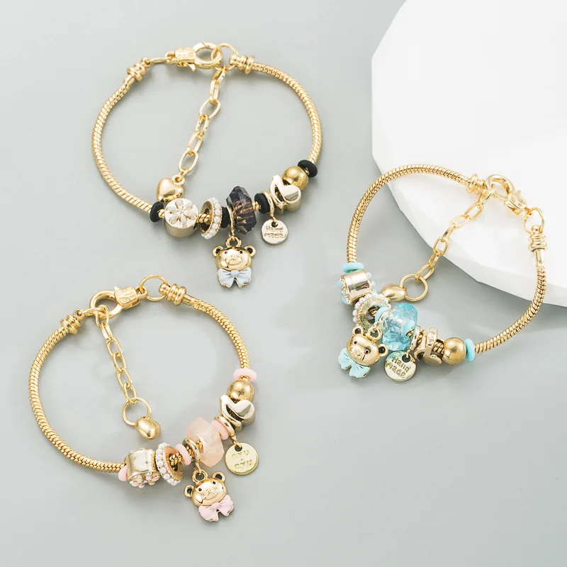 Stainless Steel Bear Butterfly Crystals Mixed Beads Gold Bracelet Adjustable Rhinestone Letter Tag Women Girls Open Cuff Bangle
Stainless Steel Bear Butterfly Crystals Mixed Beads Gold Bracelet Adjustable Rhinestone Letter Tag Women Girls Open Cuff Bangle