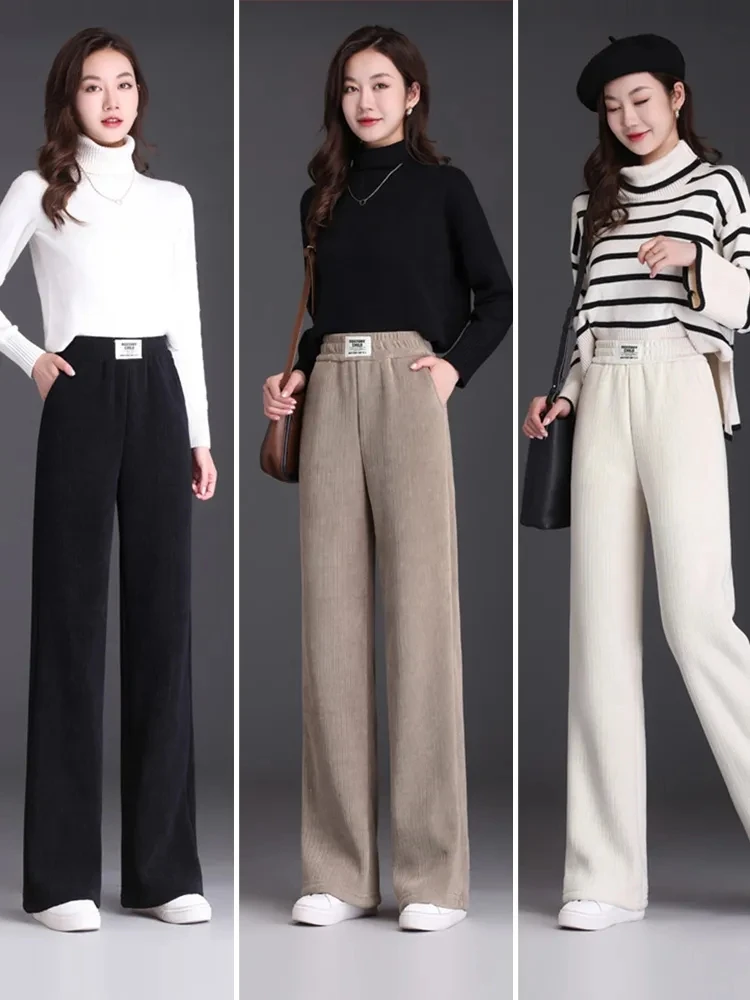 Pants Women Winter Fleece Thick Lamb Wool Outer Wear Thermal High Waist Straight-leg pants Warm Slim Miffy Velvet Female Pants
Pants Women Winter Fleece Thick Lamb Wool Outer Wear Thermal High Waist Straight-leg pants Warm Slim Miffy Velvet Female Pants