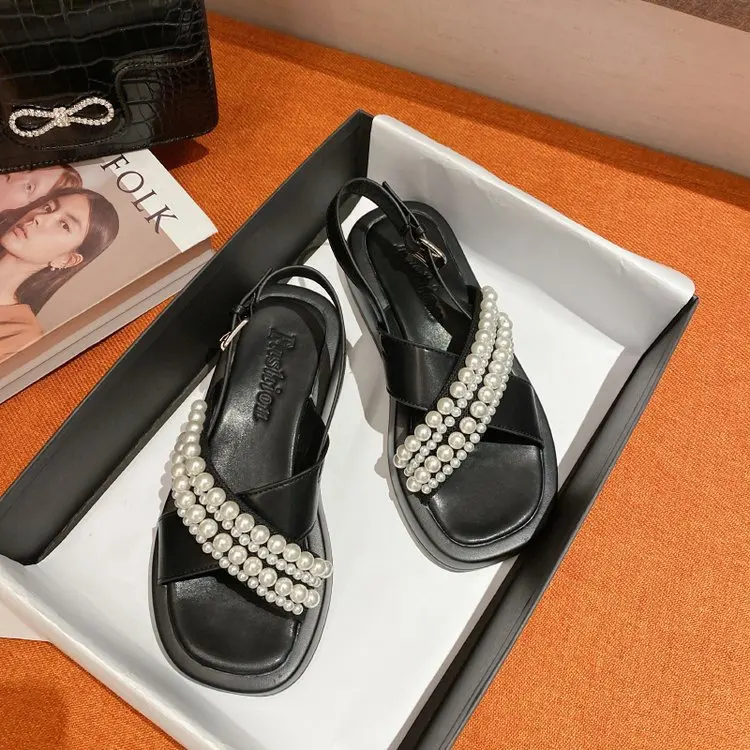 Pearl Sandals Women's New Summer Thick Bottom Word Buckle Strap Roman Flat Bottom Pearl Sandals Women Adult Sandals
Pearl Sandals Women's New Summer Thick Bottom Word Buckle Strap Roman Flat Bottom Pearl Sandals Women Adult Sandals