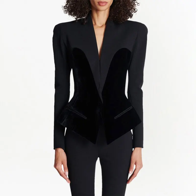 2023 New Women's Black Temperament Slim Velvet Spliced Suit Coat Women's Long Sleeve V-Neck Jacket Top Y2K Autumn
2023 New Women's Black Temperament Slim Velvet Spliced Suit Coat Women's Long Sleeve V-Neck Jacket Top Y2K Autumn