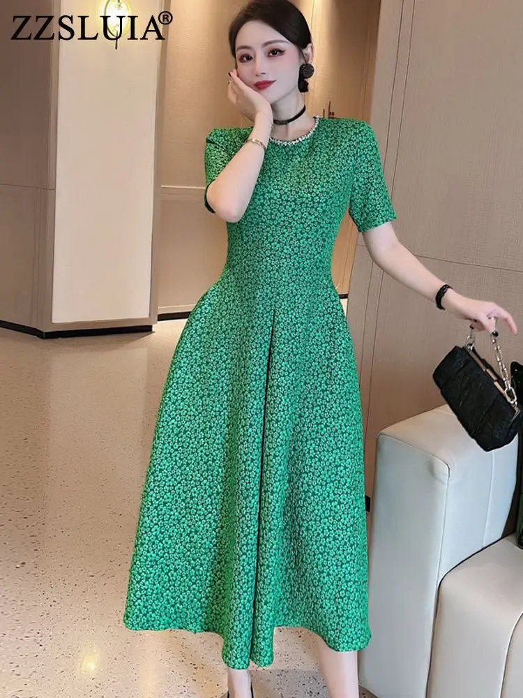 ZZSLUIA Elegant Dresses For Women Floral Pattern Beading Designer Slim Midi Dress Fashion Short Sleeve Summer Dress Female Cloth
ZZSLUIA Elegant Dresses For Women Floral Pattern Beading Designer Slim Midi Dress Fashion Short Sleeve Summer Dress Female Cloth