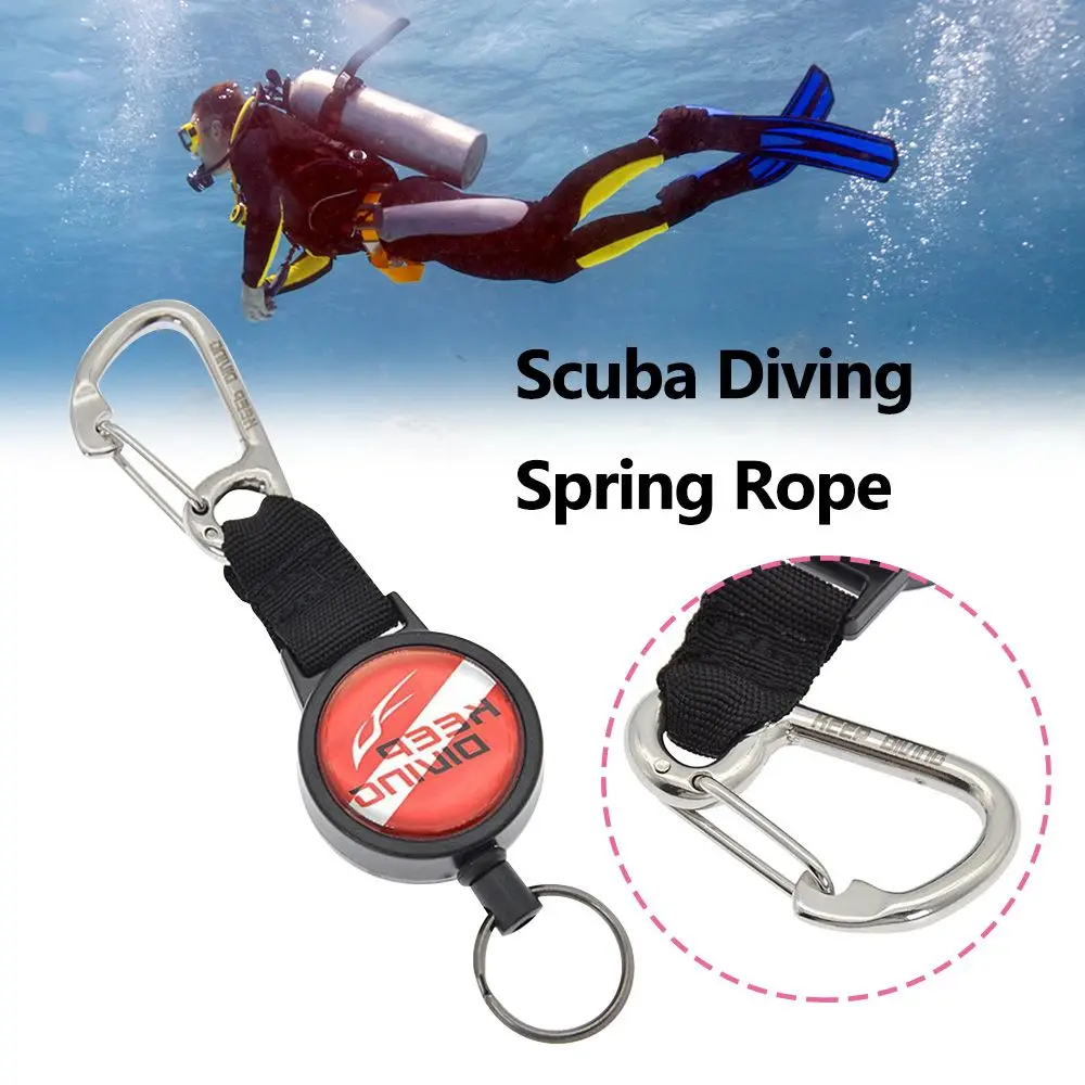 

Scuba Diving Anti-lost Spring Scalable Stainless steel wire Lanyard Under Water TEC Dive Safety Tool With Quick-release Buckle