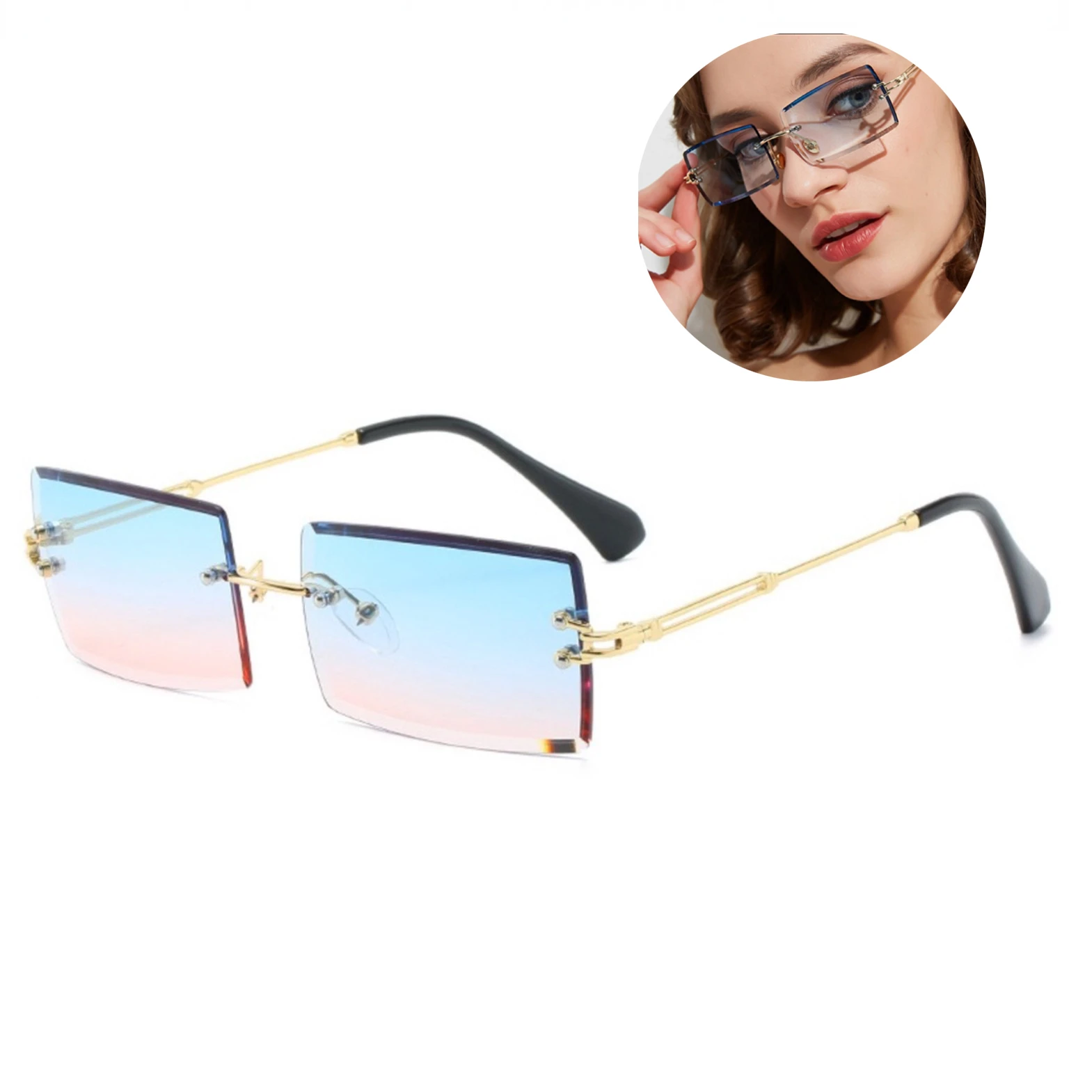 New Square Frameless Cut Edge Sunglasses Fashion Sunglasses Street Shooting Sunglasses UV400
New Square Frameless Cut Edge Sunglasses Fashion Sunglasses Street Shooting Sunglasses UV400