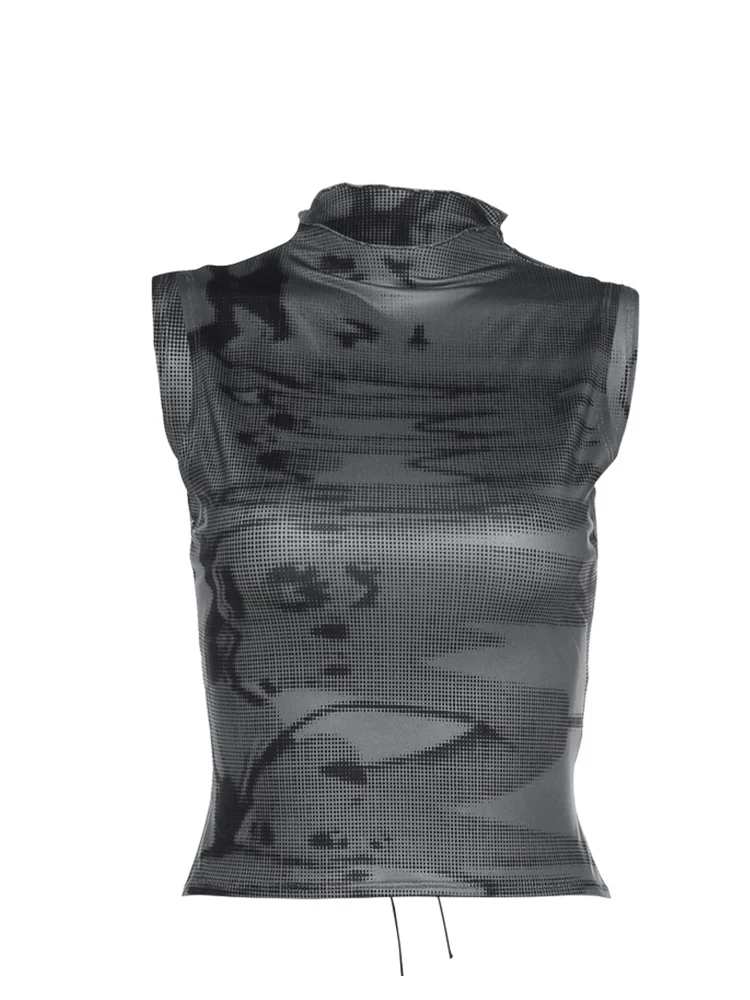 Women High Street Style Retro Print Slim Tops Turtleneck Backless Tight Sexy Vest Female Tie Up Aesthetic Clubwear Streetwear
Women High Street Style Retro Print Slim Tops Turtleneck Backless Tight Sexy Vest Female Tie Up Aesthetic Clubwear Streetwear