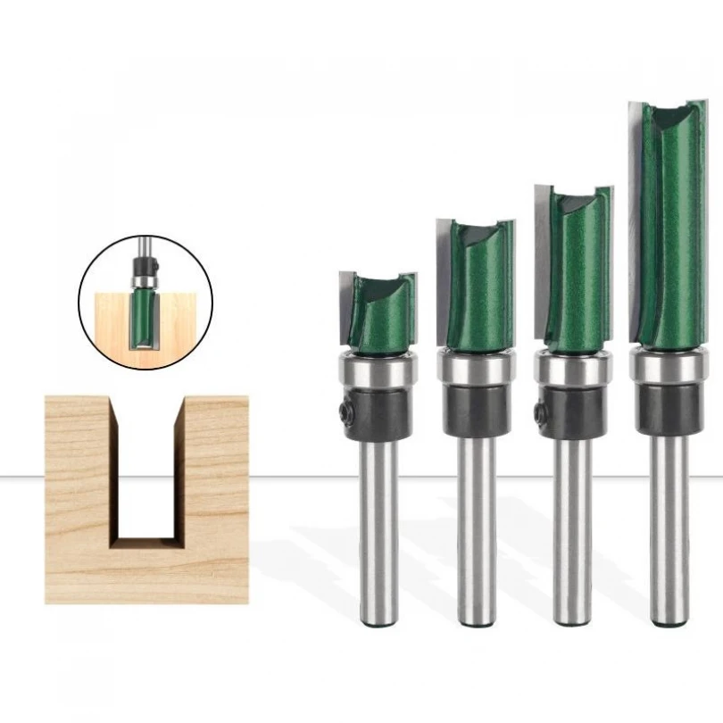 4pcs/set 1/4inch Different Shank Trim Router Bits for Woodworking with Bottom Bearing Wood Carving Straight Cutter with Bearing 
4pcs/set 1/4inch Different Shank Trim Router Bits for Woodworking with Bottom Bearing Wood Carving Straight Cutter with Bearing
