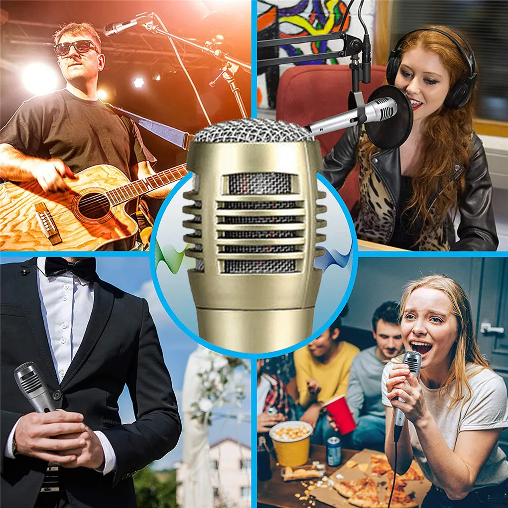 

Dynamic Wired Microphone Metal Handheld Karaoke Singing Mic Vocal Speaker Machine Gold