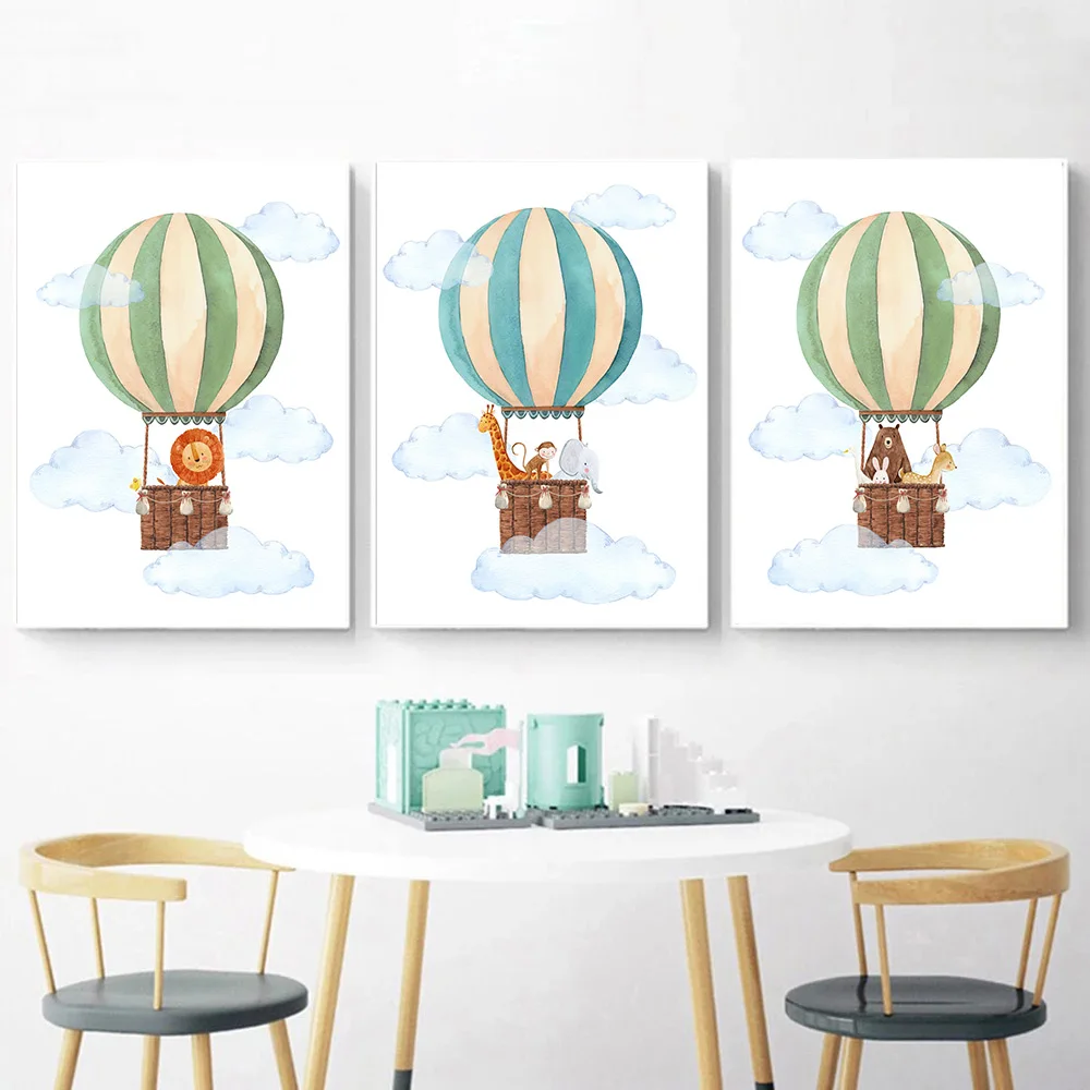 Lion Giraffe Bear Monkey Elephant Deer Rabbit Poster Hot Air Balloon Cloud Wall Art Canvas Painting Animal Print Kids Room Decor
Lion Giraffe Bear Monkey Elephant Deer Rabbit Poster Hot Air Balloon Cloud Wall Art Canvas Painting Animal Print Kids Room Decor