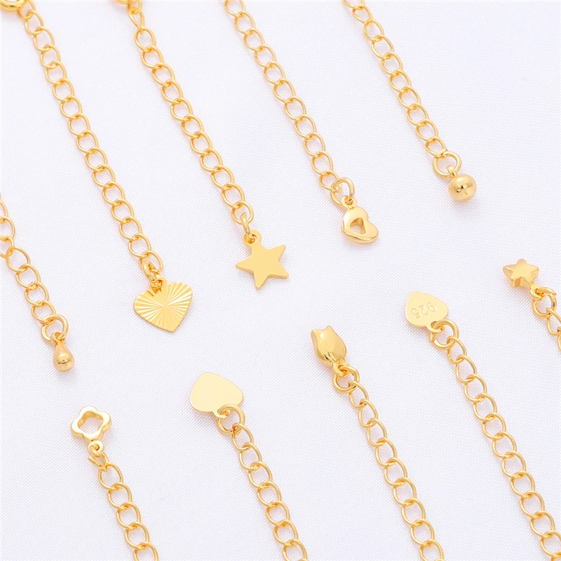 1pc Plated 18K Real Gold Multi-shape Copper Extension Chain+ 7/7.5cm Lobster Clasps for DIy Jewelry Making Bracelets Necklaces
1pc Plated 18K Real Gold Multi-shape Copper Extension Chain+ 7/7.5cm Lobster Clasps for DIy Jewelry Making Bracelets Necklaces