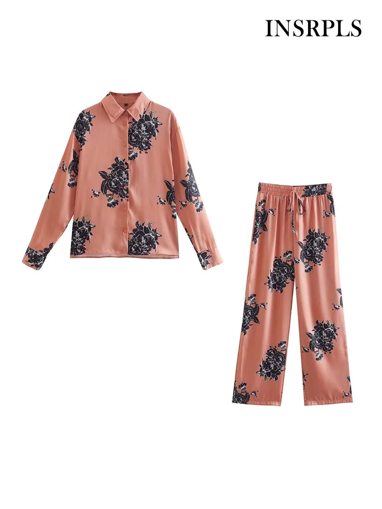 INSRPLS Women Fashion Flowing Floral Print Shirts And High Elastic Waist With Drawstring Trousers Female Two Piece Sets Mujer
INSRPLS Women Fashion Flowing Floral Print Shirts And High Elastic Waist With Drawstring Trousers Female Two Piece Sets Mujer