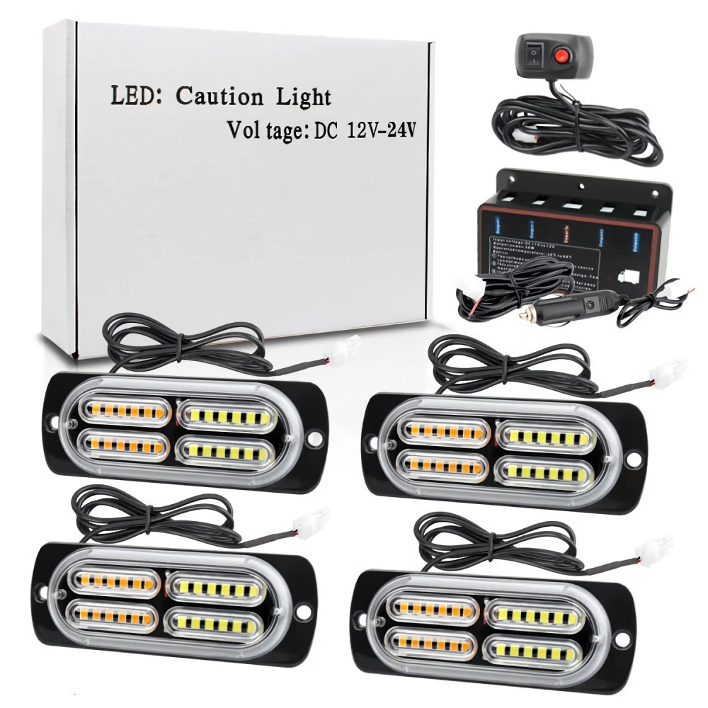 1 Set 4*24LED 12V Strobe Lights For Car Emergency Ambulance Police Flashing Light With Switch Red White Amber Blue
1 Set 4*24LED 12V Strobe Lights For Car Emergency Ambulance Police Flashing Light With Switch Red White Amber Blue