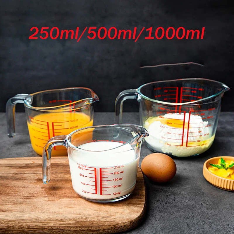 250ml/500ml/1000ml Glass Measuring Cup Milk Cup with Handle High Temperature Resistant Measuring Cup with Scale Kitchen Utensils
250ml/500ml/1000ml Glass Measuring Cup Milk Cup with Handle High Temperature Resistant Measuring Cup with Scale Kitchen Utensils
