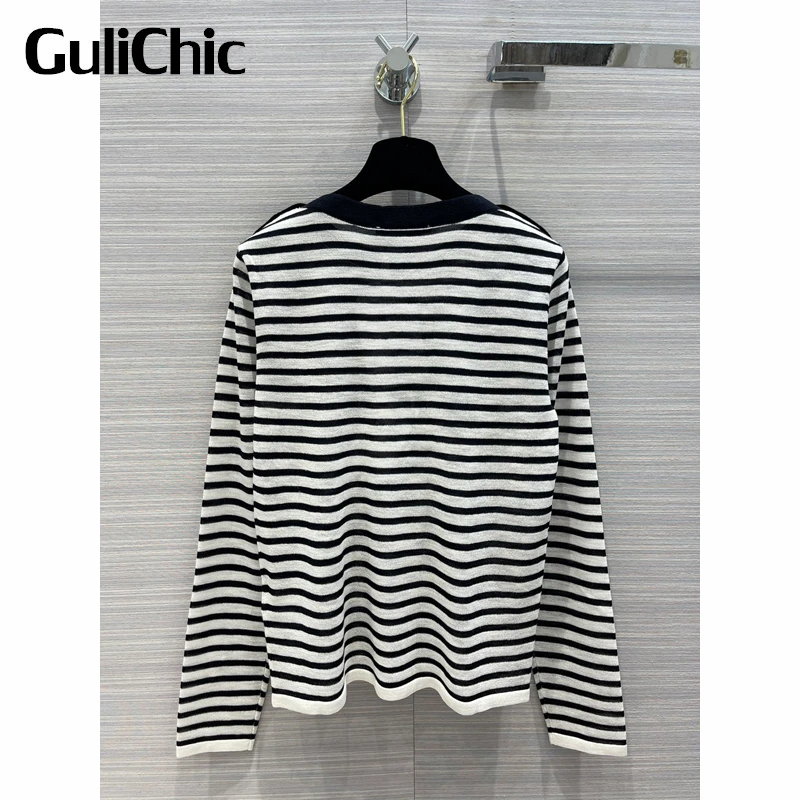 5.31 GuliChic Women Soft Comfortable Letter Jacquard Contrast Color Striped Linen Cashmere Silk Knitted Pullover Knitwear
5.31 GuliChic Women Soft Comfortable Letter Jacquard Contrast Color Striped Linen Cashmere Silk Knitted Pullover Knitwear