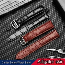 Crocodile Leather Bamboo Joint Mens Wristband Suitable for Cartier Watch Tank Key London Calibo Dumont Watch Chain, Womens 20M