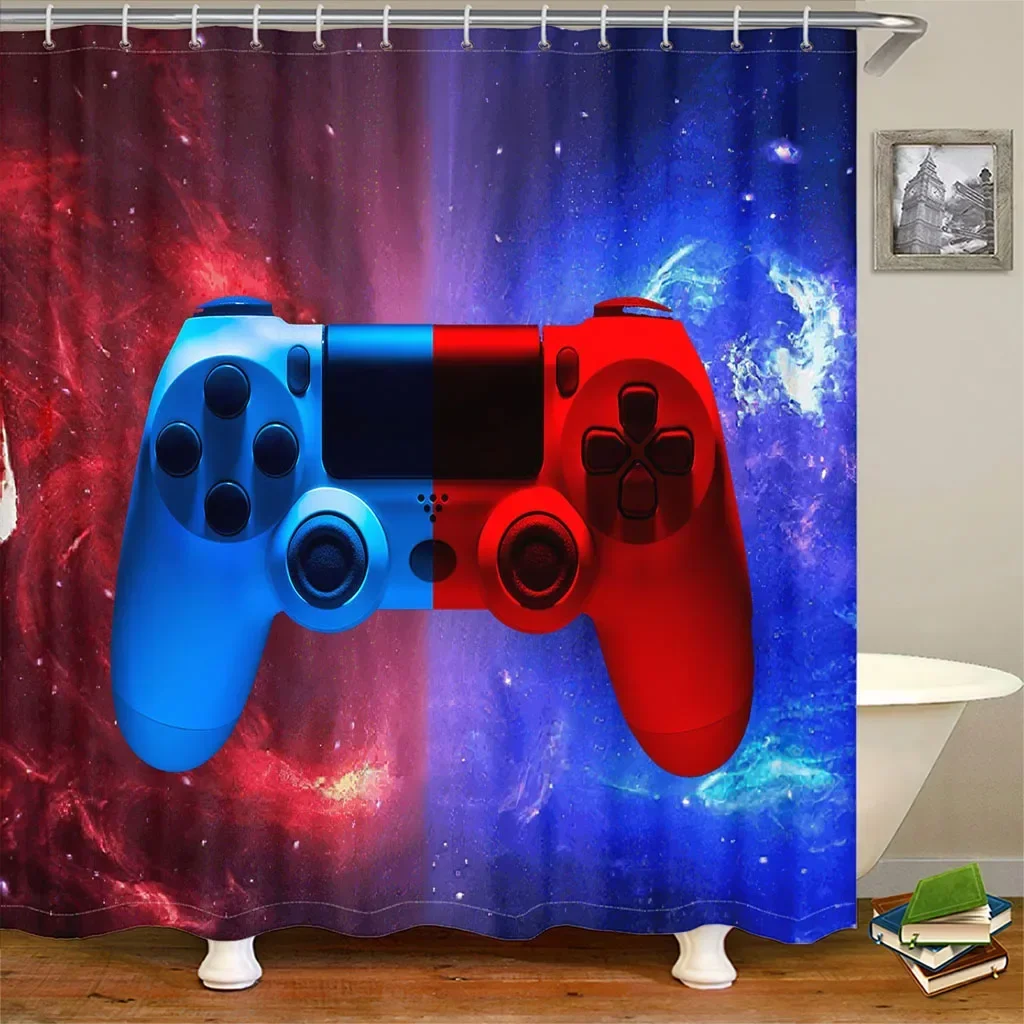 Cool Dazzling Gamepad Blue and Red Polyester Shower Curtain Set for Boys Men Kid Bathroom Bath Waterproof Fabric with 12 Hooks
Cool Dazzling Gamepad Blue and Red Polyester Shower Curtain Set for Boys Men Kid Bathroom Bath Waterproof Fabric with 12 Hooks